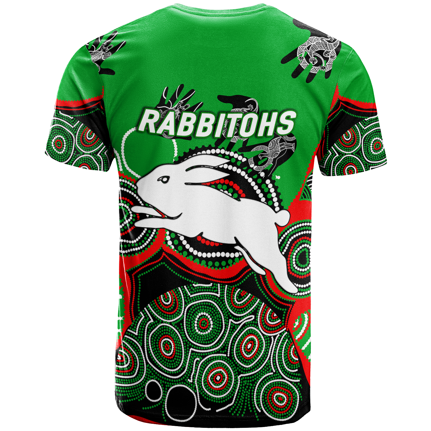 Rabbitohs Rugby Aboriginal Art T-Shirt - LT12