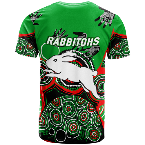 Rabbitohs Rugby Aboriginal Art T-Shirt - LT12