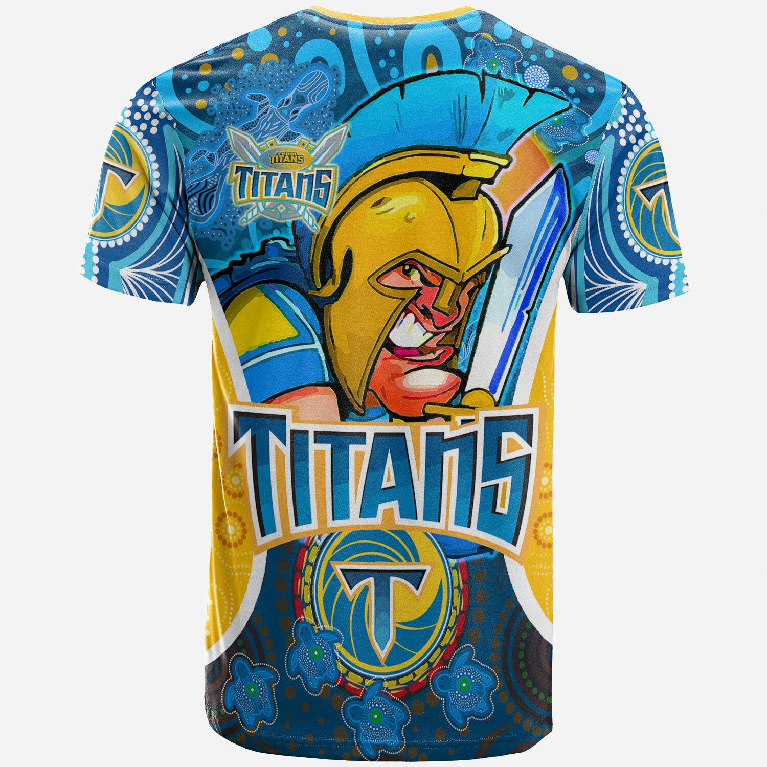 titans-rugby-t-shirt-custom-gold-coast-titans-mascot-with-aboriginal-art-personalised-player-and-number-t-shirt