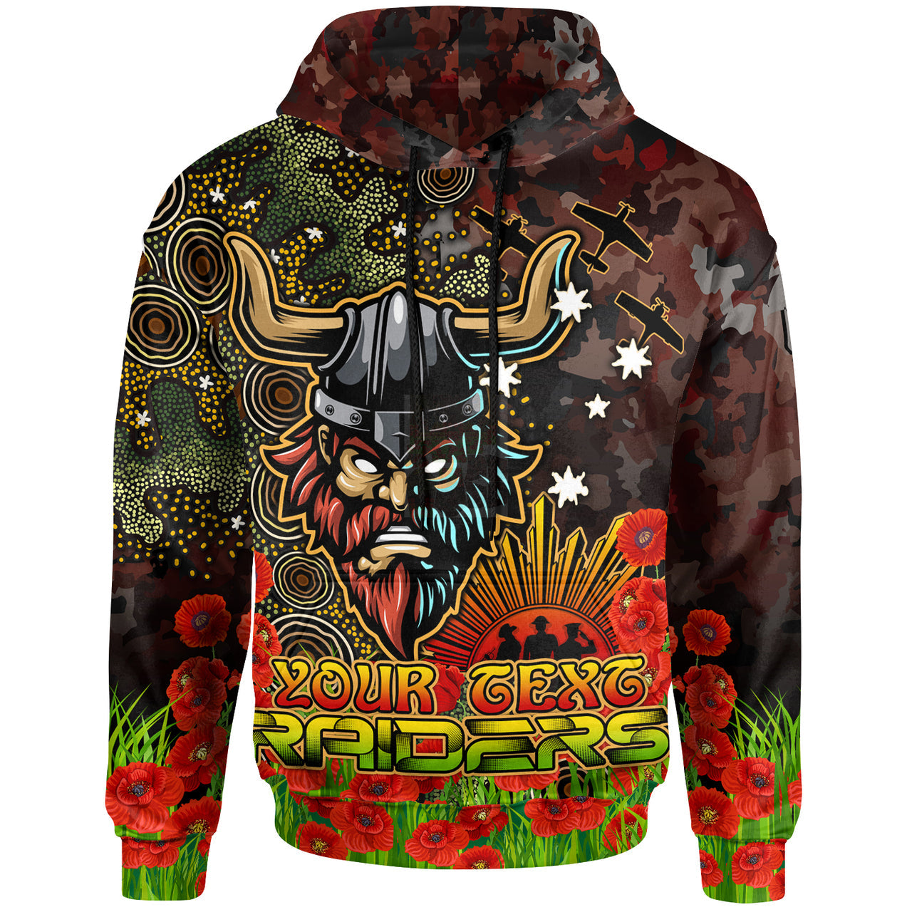 raiders-rugby-hoodie-custom-anzac-raiders-with-remembrance-poppy-and-indigenous-patterns-hoodie