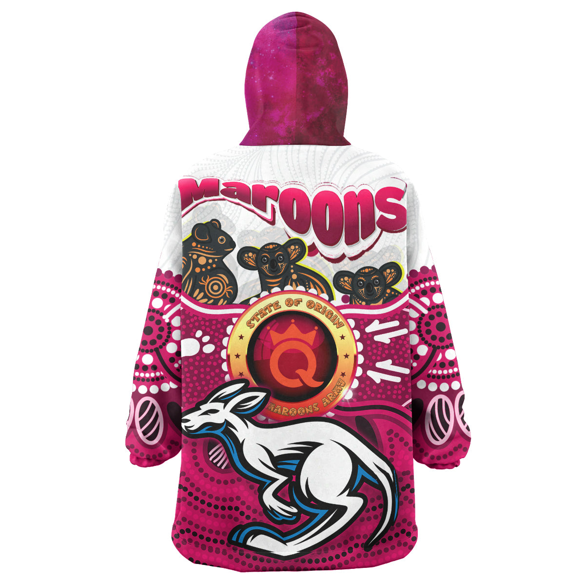 maroons-rugby-aboriginal-snug-hoodie-queensland-maroons-kangaroo-with-indigenous-koala-oodie-blanket