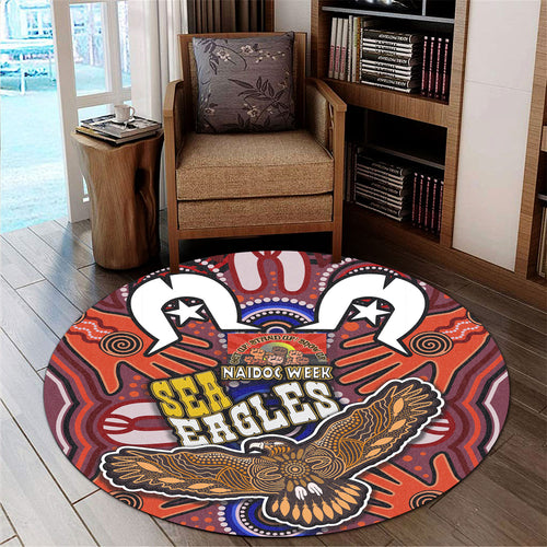 sea-eagles-rugby-round-rug-naidoc-week-eagle-aboriginal-dot-artwork-get-up-stand-up-show-up-aboriginal-culture-round-rug