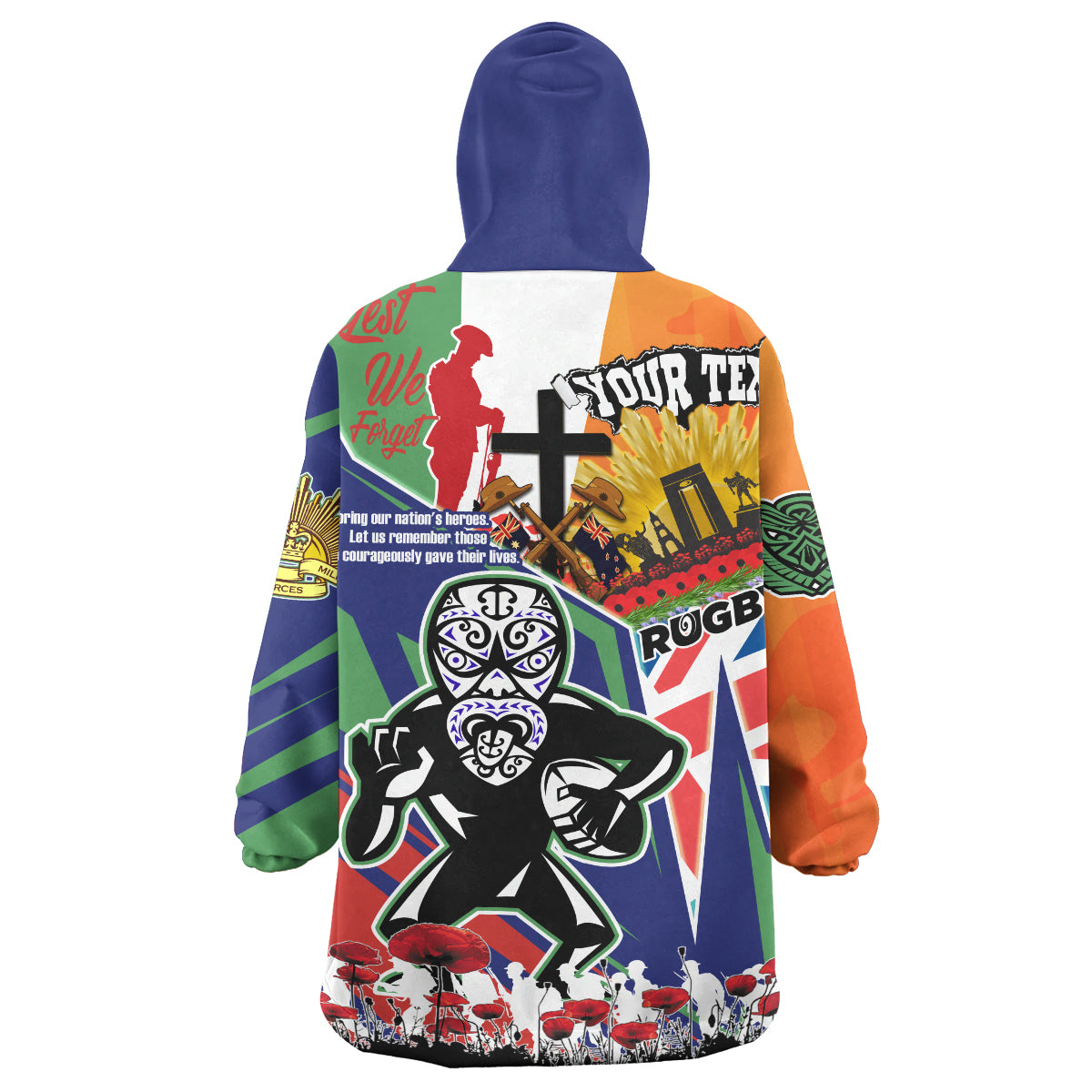 warriors-rugby-snug-hoodie-custom-remembrance-warriors-anzac-quote-with-poppy-and-rosemary-wearable-blanket-hoodie