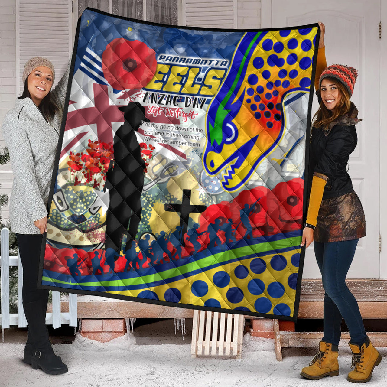 eels-rugby-australia-anzac-day-lest-we-forget-custom-quilt-remembrance-eels-with-anzac-poppy-watercolour-style
