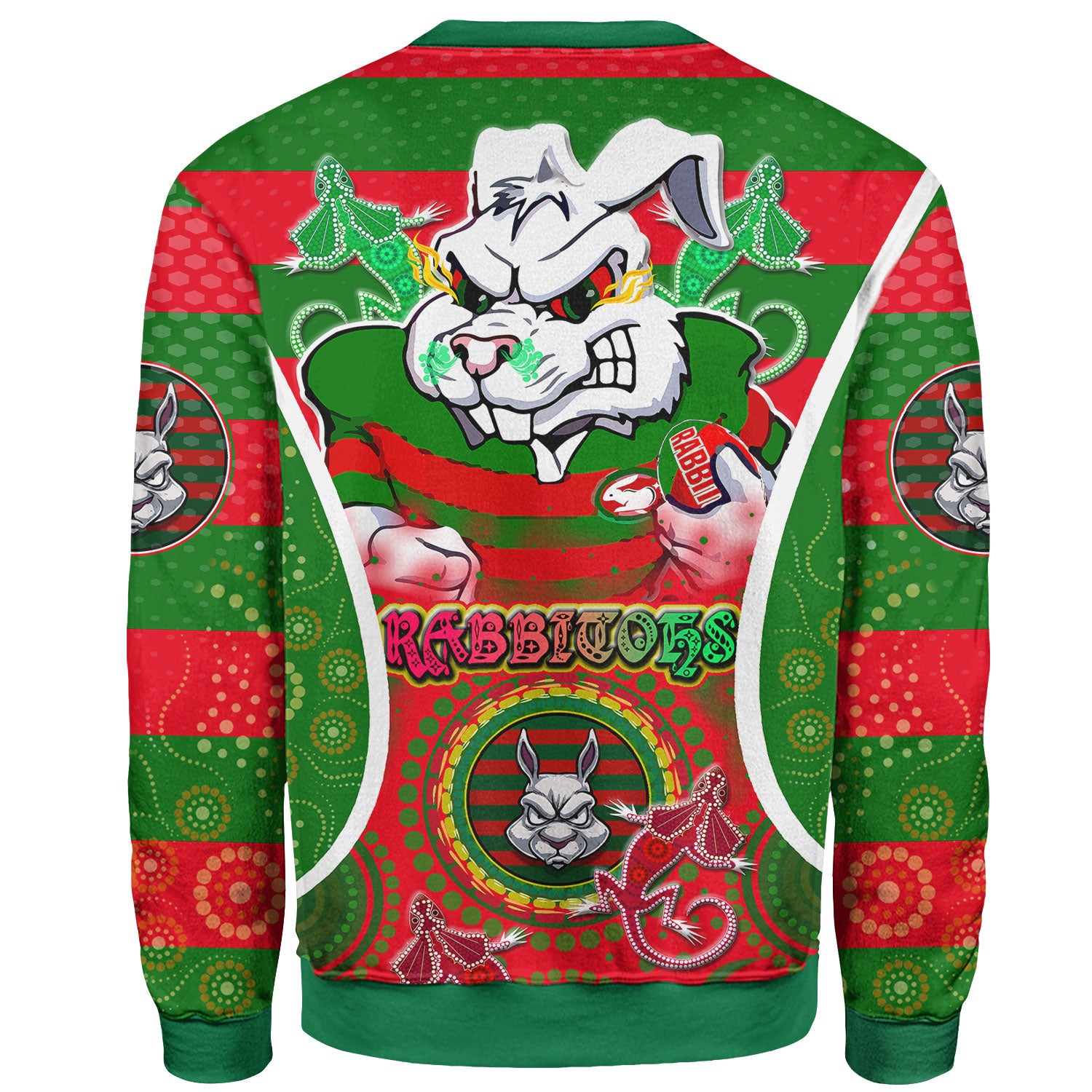 rabbitohs-rugby-sweatshirt-custom-angry-rabbitohs-100-south-personalised-player-and-number-aboriginal-pride-sweatshirt