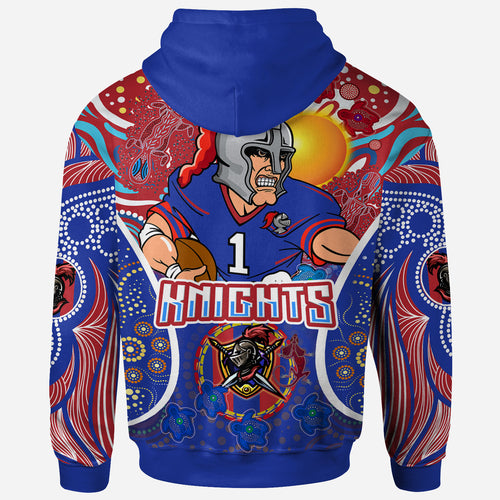 knights-rugby-hoodie-custom-indigenous-newcastle-knights-mascot-with-aboriginal-art-personalised-player-and-number-hoodie