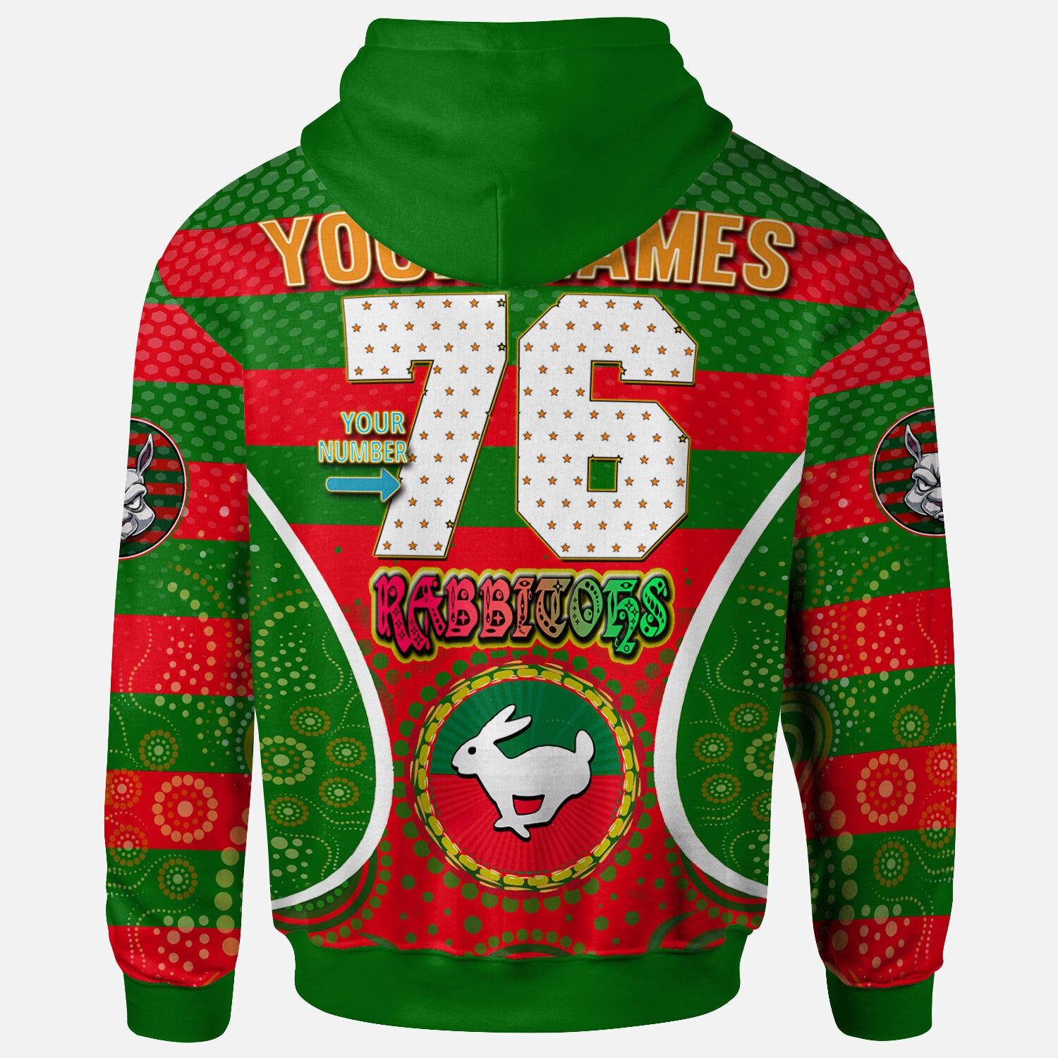 rabbitohs-rugby-hoodie-custom-angry-rabbitohs-100-south-personalised-player-and-number-aboriginal-pride-hoodie