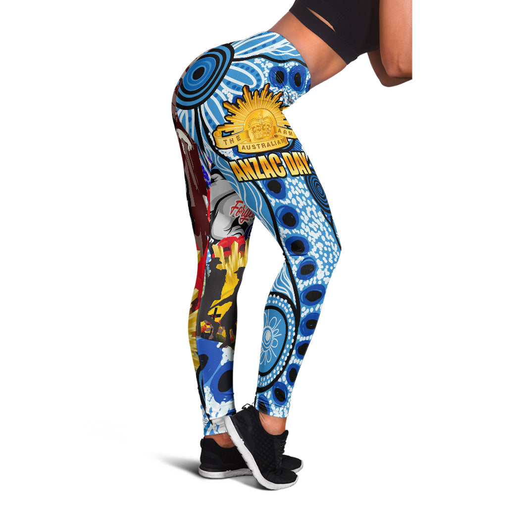 bulldogs-rugby-australia-and-nz-anzac-day-leggings-lest-we-forget-bulldogs-with-rugby-ball-and-aboriginal-patterns-leggings