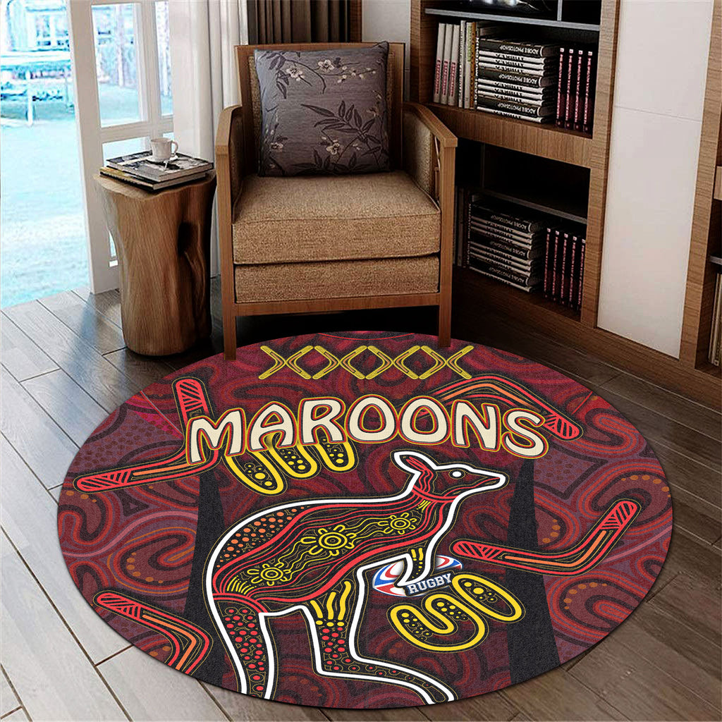 maroons-rugby-round-rug-qld-maroons-kangaroo-with-aboriginal-culture-round-rug