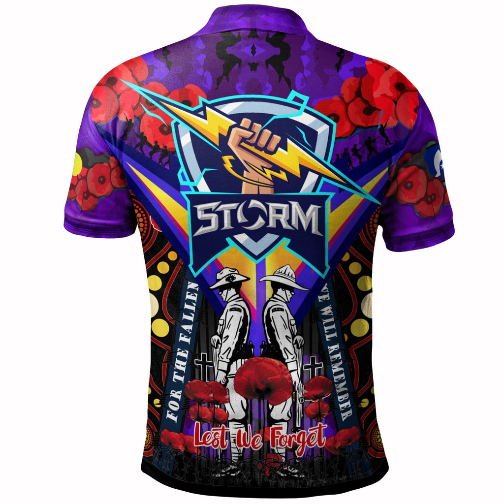 Storm Rugby Anzac Day Watercolour T-Shirt - Custom Remembrance Melbourne Storm With Poppy Flower RLT13