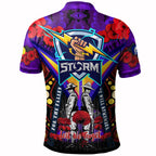 Storm Rugby Anzac Day Watercolour T-Shirt - Custom Remembrance Melbourne Storm With Poppy Flower RLT13