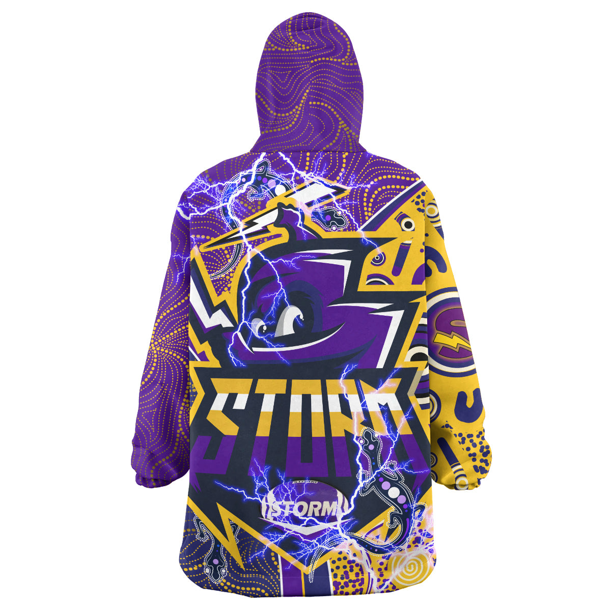storm-rugby-aboriginal-snug-hoodie-custom-melbourne-storm-mascot-with-aussie-lizards-and-rugby-ball-oodie-blanket