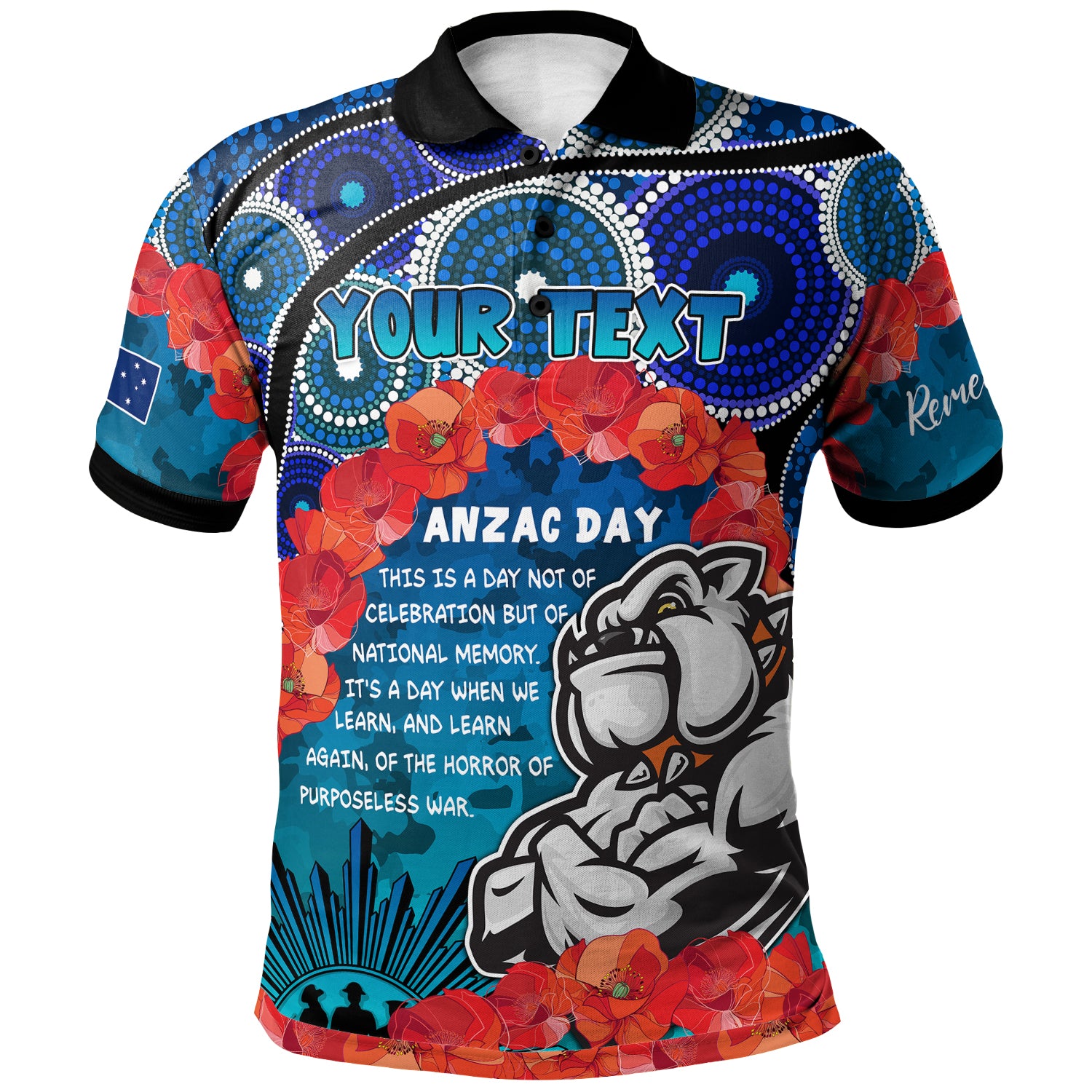 canterbury-bankstown-anzac-custom-polo-shirt-aussie-anzac-bulldog-polo-shirt