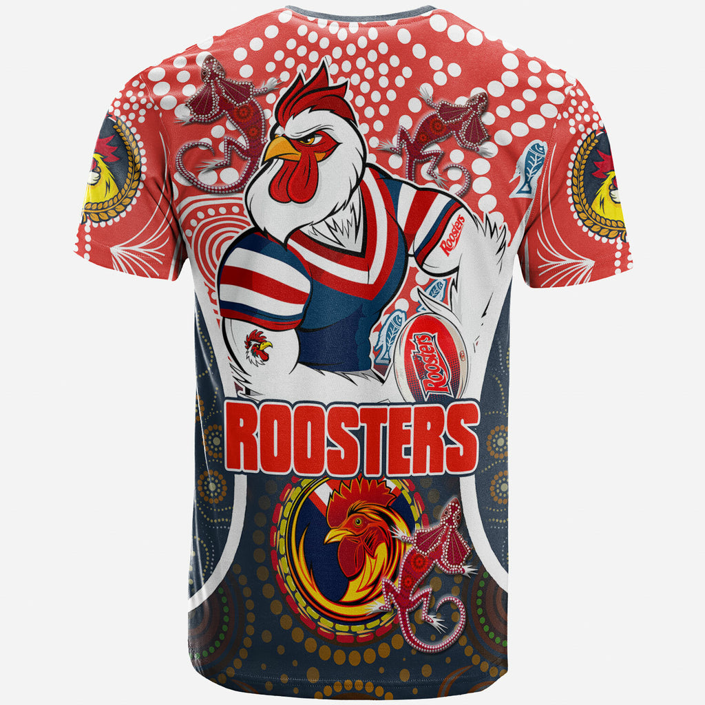 roosters-rugby-t-shirt-custom-sydney-roosters-champion-mascot-with-aboriginal-art-personalised-player-and-number-t-shirt