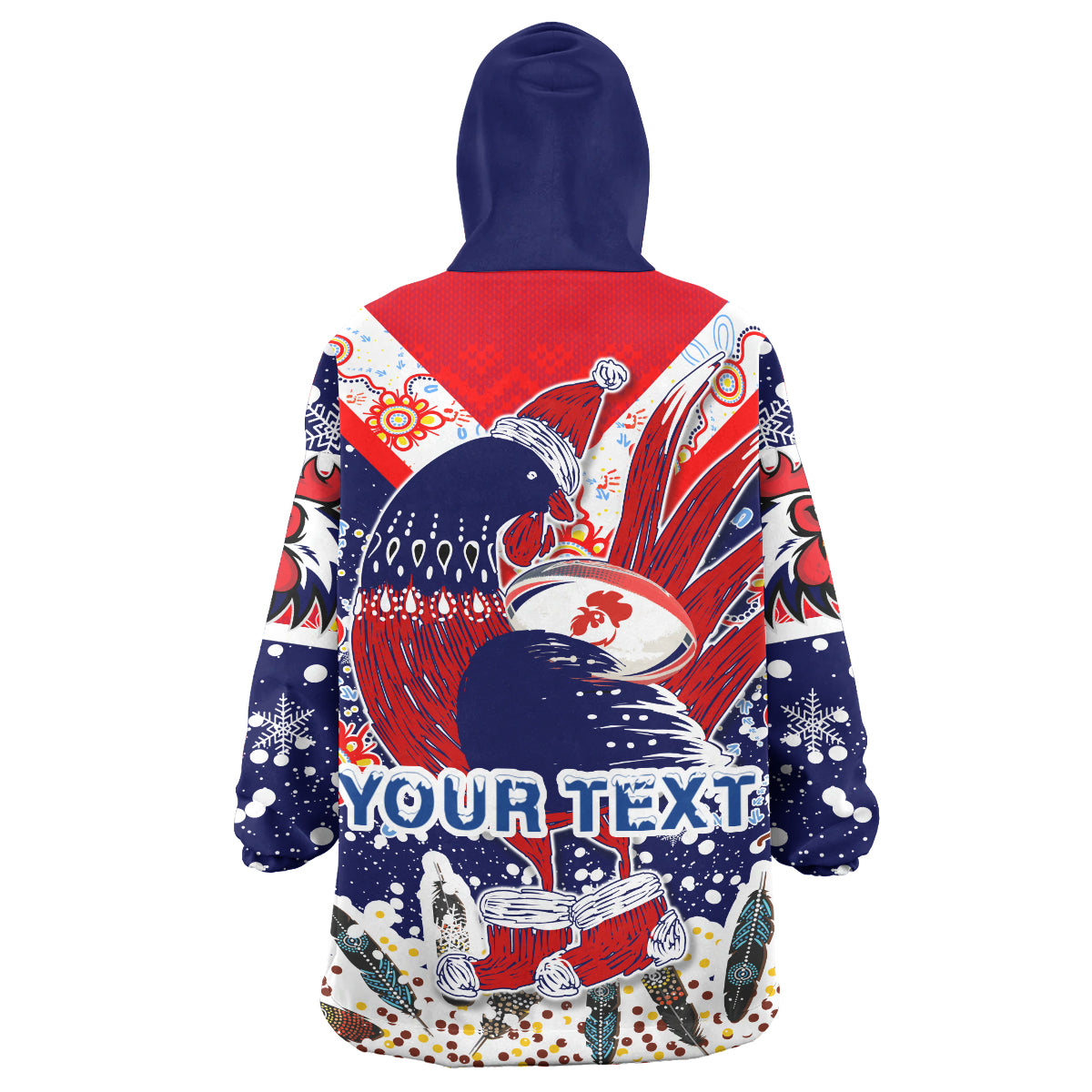 roosters-rugby-christmas-snug-hoodie-custom-merry-christmas-sydney-roosters-indigenous-wearable-blanket-hoodie