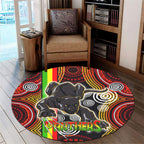 panthers-rugby-round-rug-black-panther-with-aboriginal-contemporary-dot-painting-pattern-round-rug