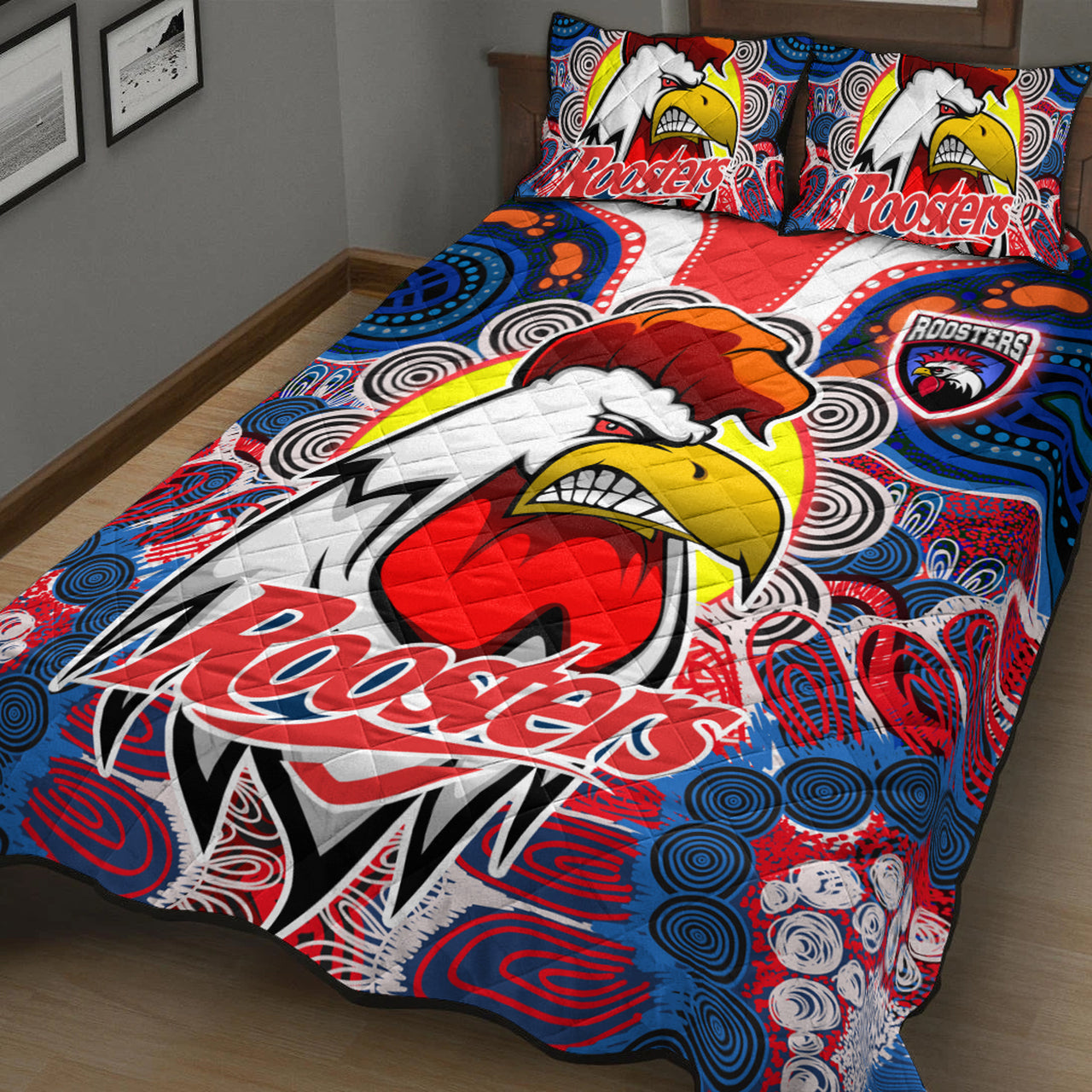 roosters-indigenous-rugby-custom-quilt-bed-set-protection-under-the-sun