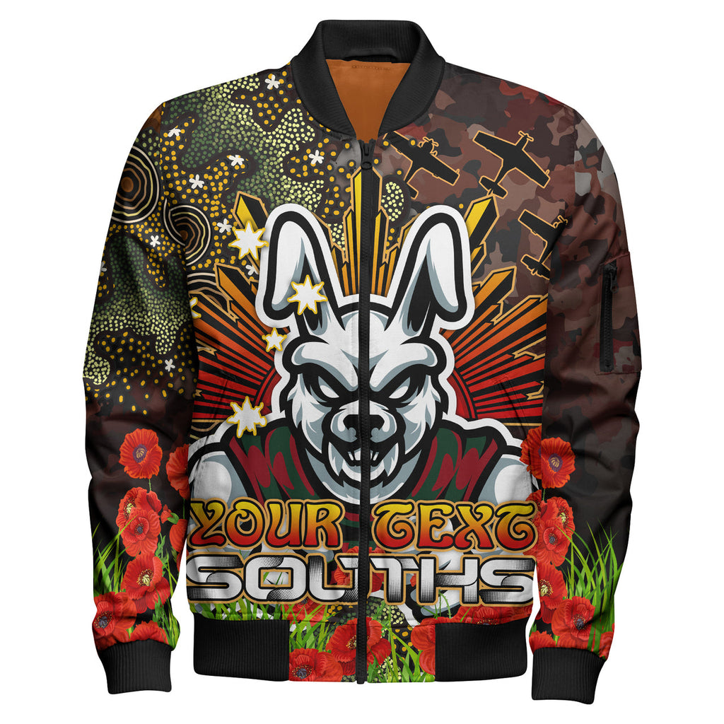 rabbitohs-rugby-bomber-jacket-anzac-souths-with-remembrance-poppy-and-indigenous-patterns-bomber-jacket
