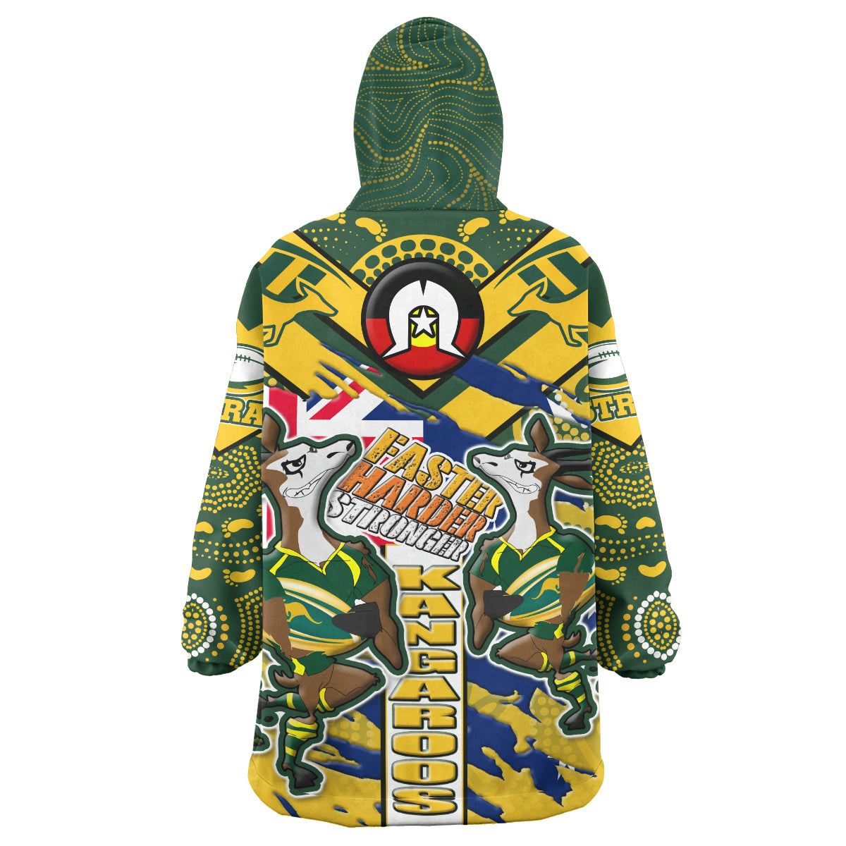 australia-national-rugby-league-team-snug-hoodie-custom-faster-harder-stronger-kangaroos-squad-aboriginal-pride-oodie-blanket