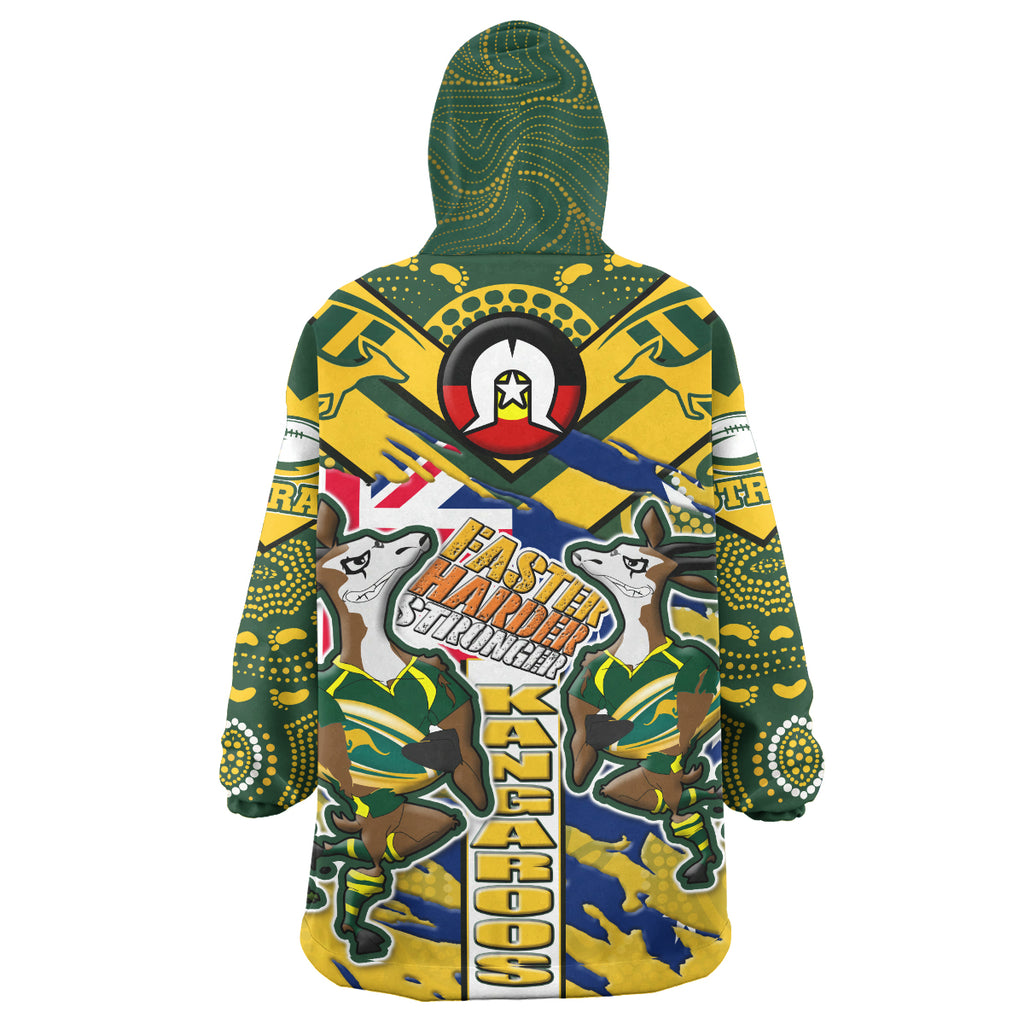 australia-national-rugby-league-team-snug-hoodie-custom-faster-harder-stronger-kangaroos-squad-aboriginal-pride-oodie-blanket