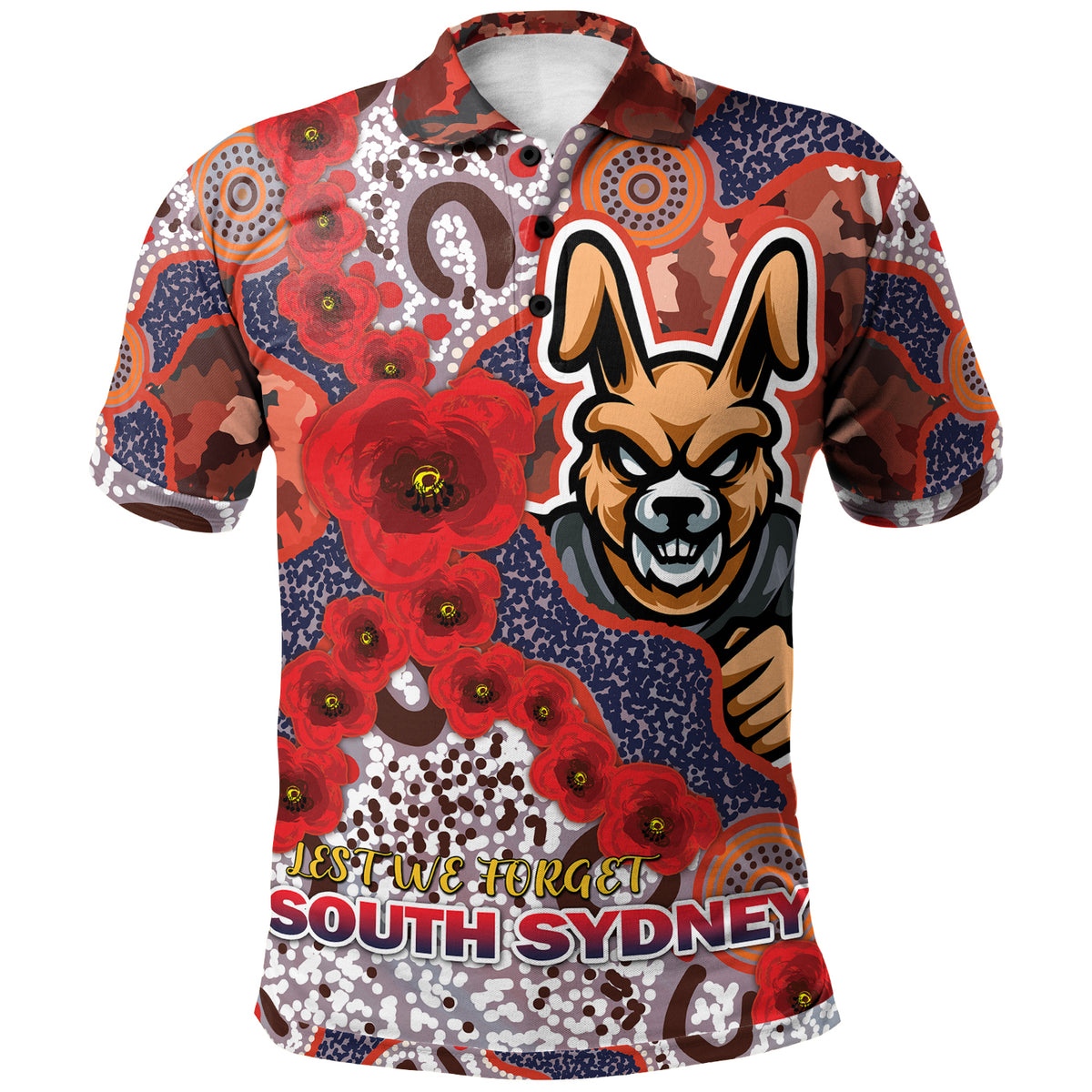 australia-south-sydney-anzac-polo-shirt-custom-souths-with-aboriginal-inspired-poppy-flowers-polo-shirt