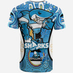 sharks-rugby-t-shirt-custom-sharkies-mascot-with-aboriginal-art-personalised-player-and-number-t-shirt