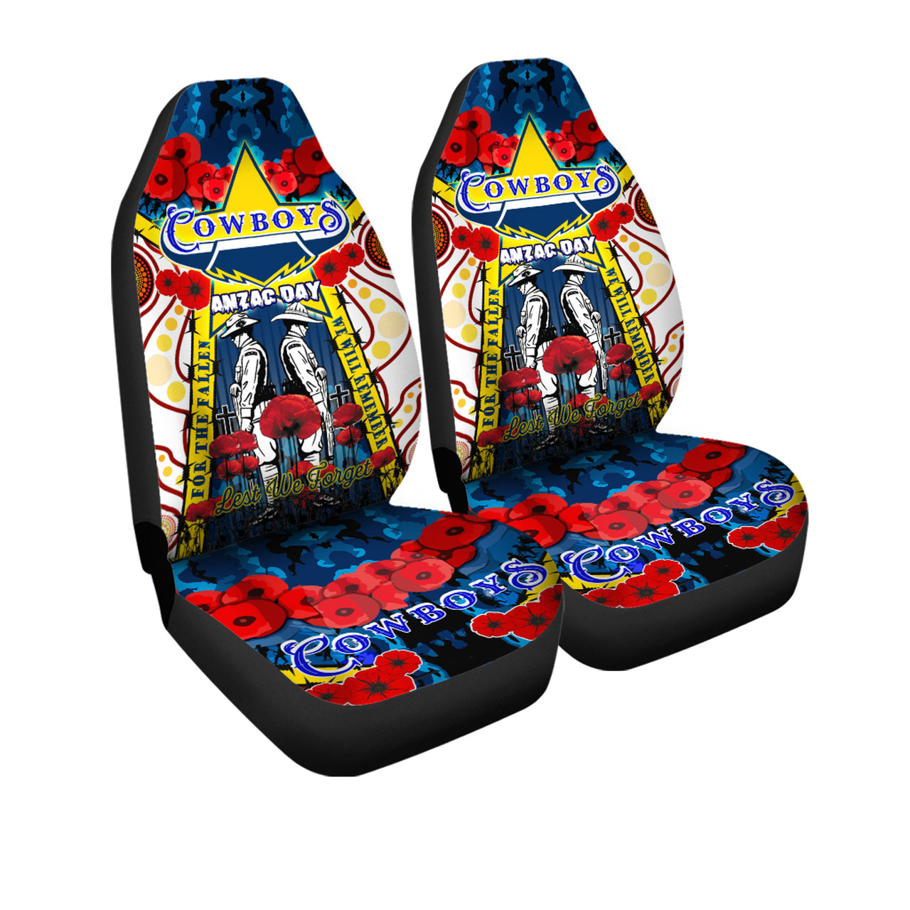 cowboys-anzac-day-watercolour-rugby-car-seat-cover-custom-remembrance-cowboys-with-poppy-flower