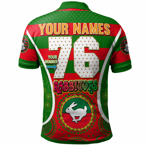 rabbitohs-rugby-polo-shirt-custom-angry-rabbitohs-100-south-personalised-player-and-number-aboriginal-pride-polo-shirt
