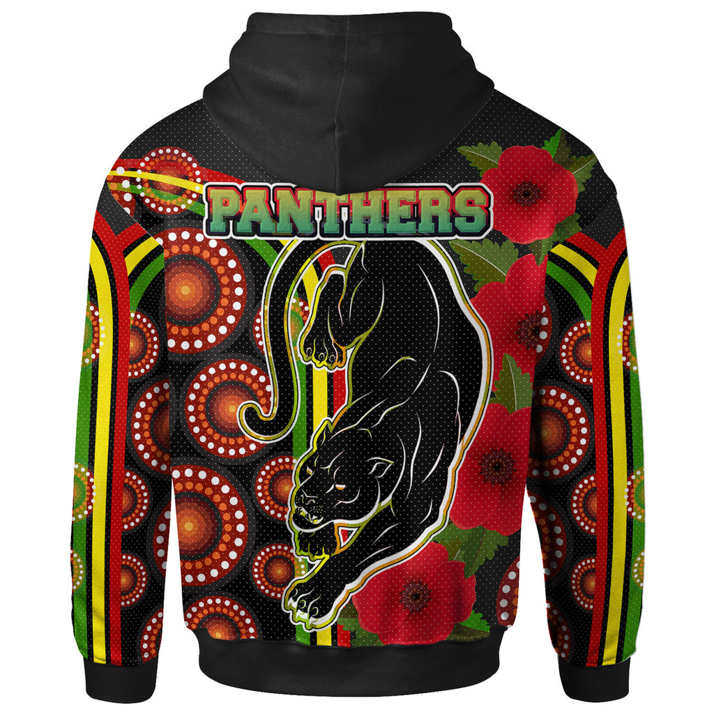 panthers-rugby-hoodie-aboriginal-panthers-anzac-day-panther-with-poppy-flower-hoodie