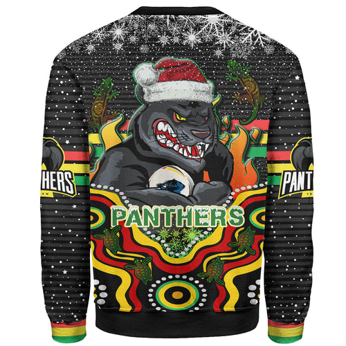 panthers-rugby-christmas-sweatshirt-custom-christmas-indigenous-penrith-panthers-personalised-name-and-number-sweatshirt