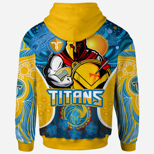 titans-rugby-hoodie-custom-gold-coast-titans-mascot-with-aboriginal-art-personalised-player-and-number-hoodie