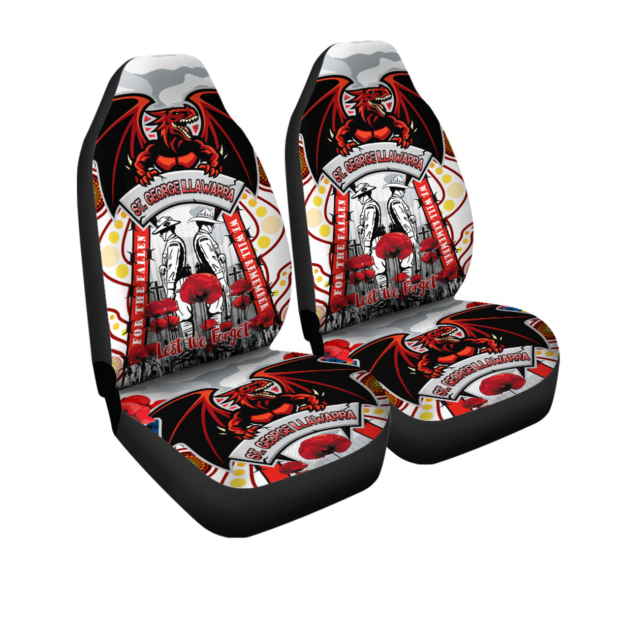 st-george-rugby-anzac-day-watercolour-custom-car-seat-cover-remembrance-dragons-with-poppy-flower