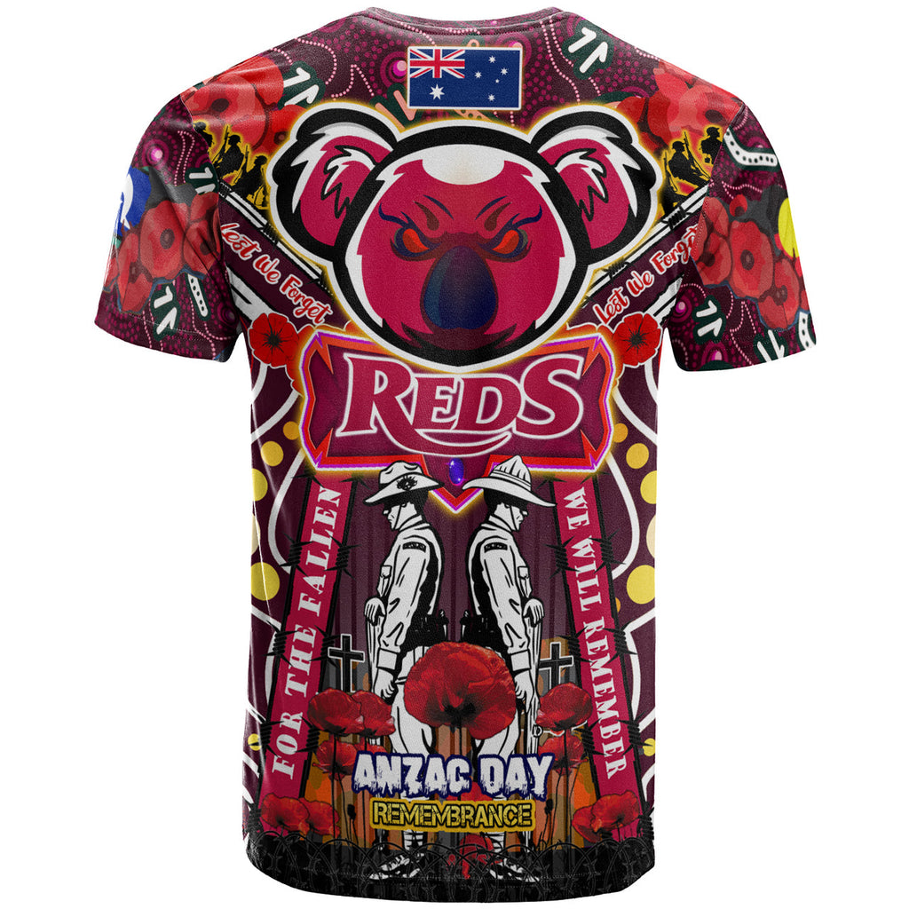 reds-rugby-anzac-aboriginal-custom-watercolour-t-shirt-remembrance-queensland-reds-with-koala-and-poppy-flower