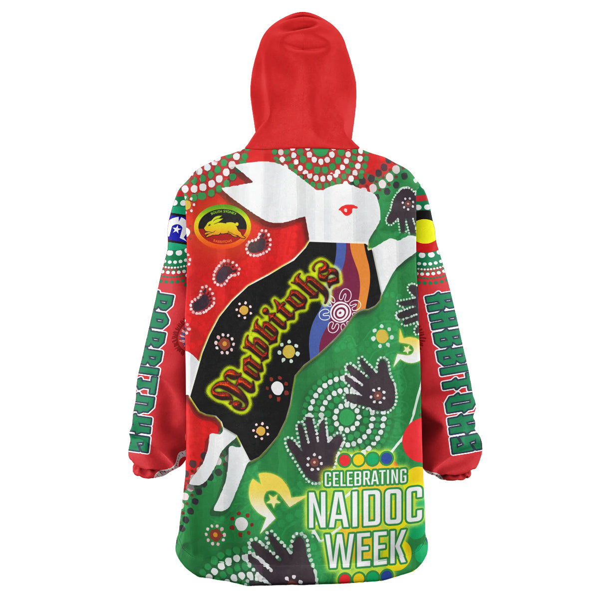 rabbitohs-rugby-naidoc-week-watercolour-snug-hoodie-rabbitohs-getting-up-standing-up-showing-up-oodie-blanket