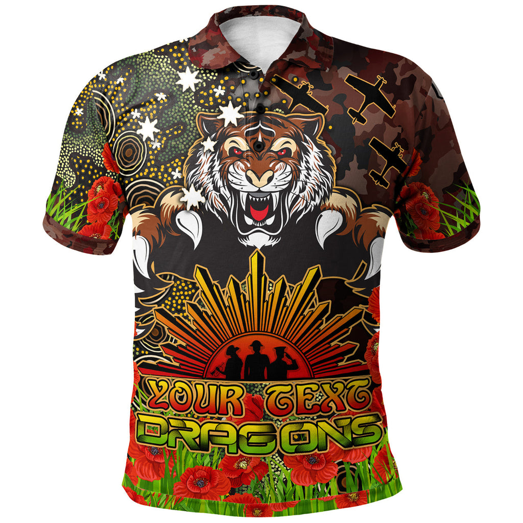 tigers-rugby-polo-shirt-custom-anzac-tigers-with-remembrance-poppy-and-indigenous-patterns-polo-shirt