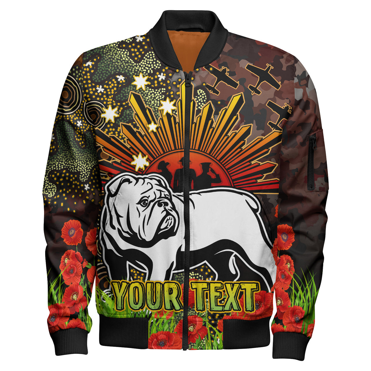 bulldogs-rugby-bomber-jacket-anzac-bulldog-with-remembrance-poppy-and-indigenous-patterns-bomber-jacket