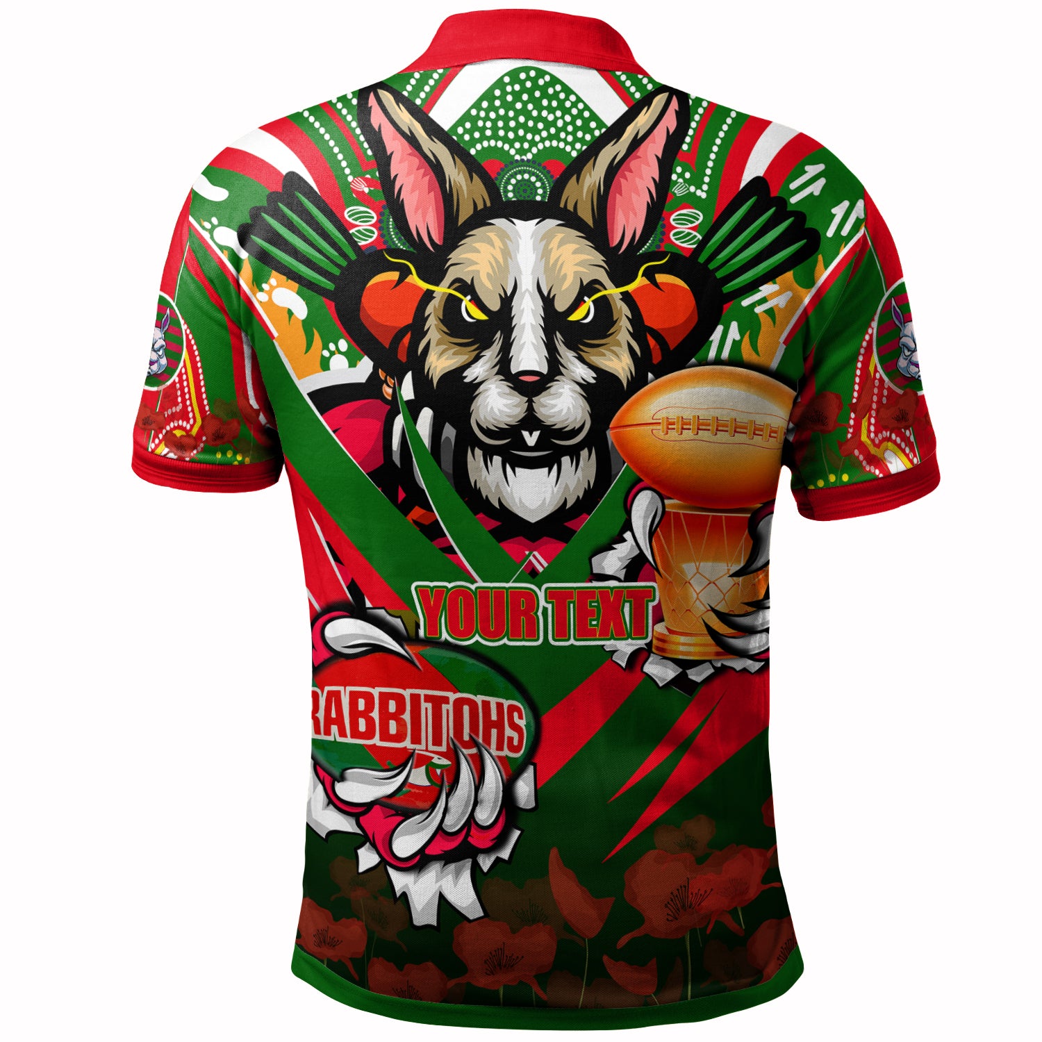 rabbitohs-premierships-rugby-polo-shirt-custom-go-rabbitohs-champion-claw-scratch-aboriginal-culture-polo-shirt
