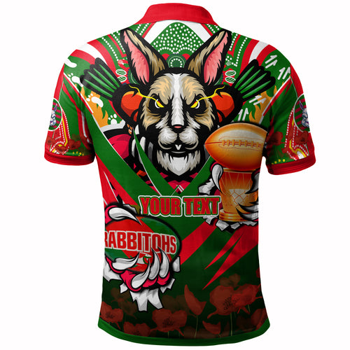 rabbitohs-premierships-rugby-polo-shirt-custom-go-rabbitohs-champion-claw-scratch-aboriginal-culture-polo-shirt