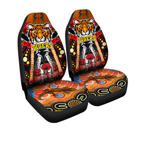 tigers-rugby-anzac-day-watercolour-car-seat-cover-custom-remembrance-west-tigers-with-poppy-flower