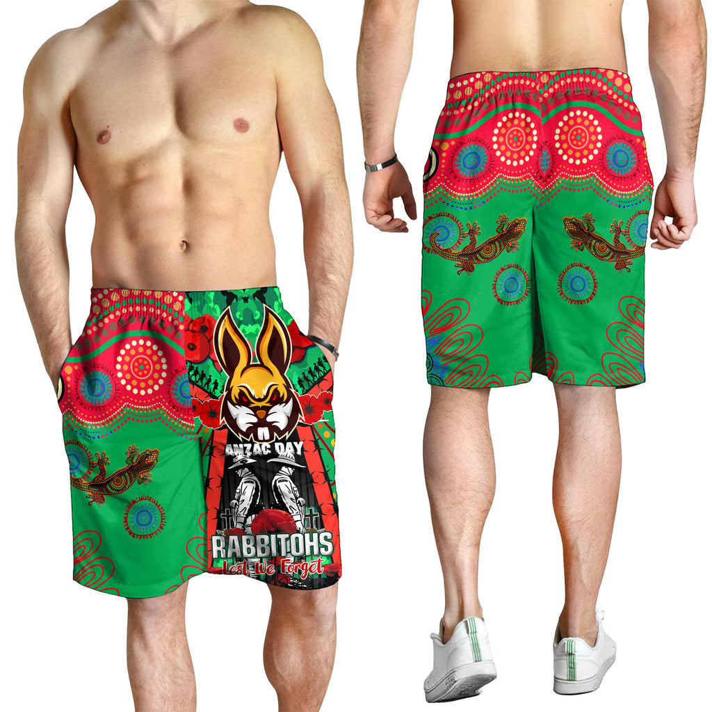 rabbitohs-rugby-aboriginal-anzac-day-custom-watercolour-men-short-remembrance-indigenous-rabbitohs-with-poppy-flower
