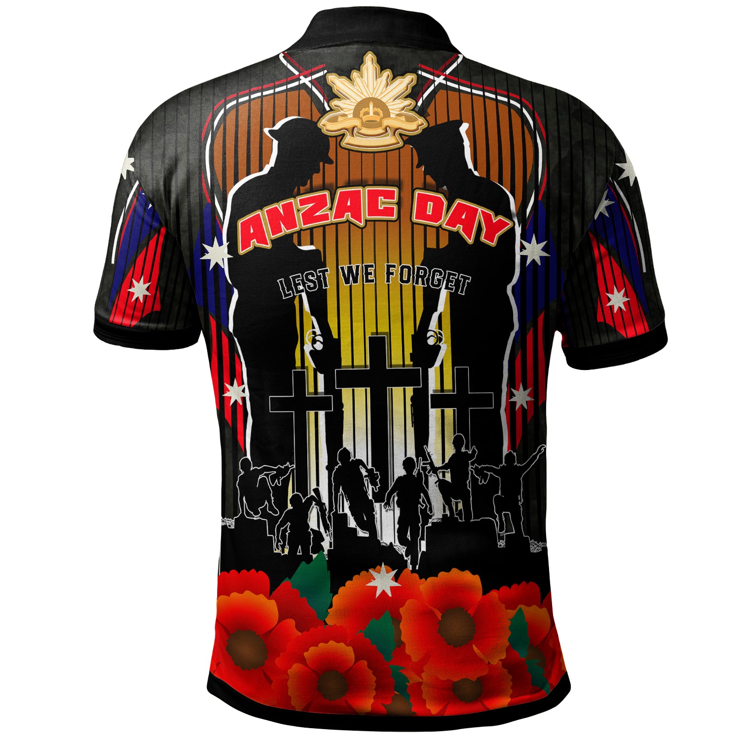australia-anzac-day-polo-shirt-anzac-day-lest-we-forget-quotes-with-stripes-patterns-polo-shirt