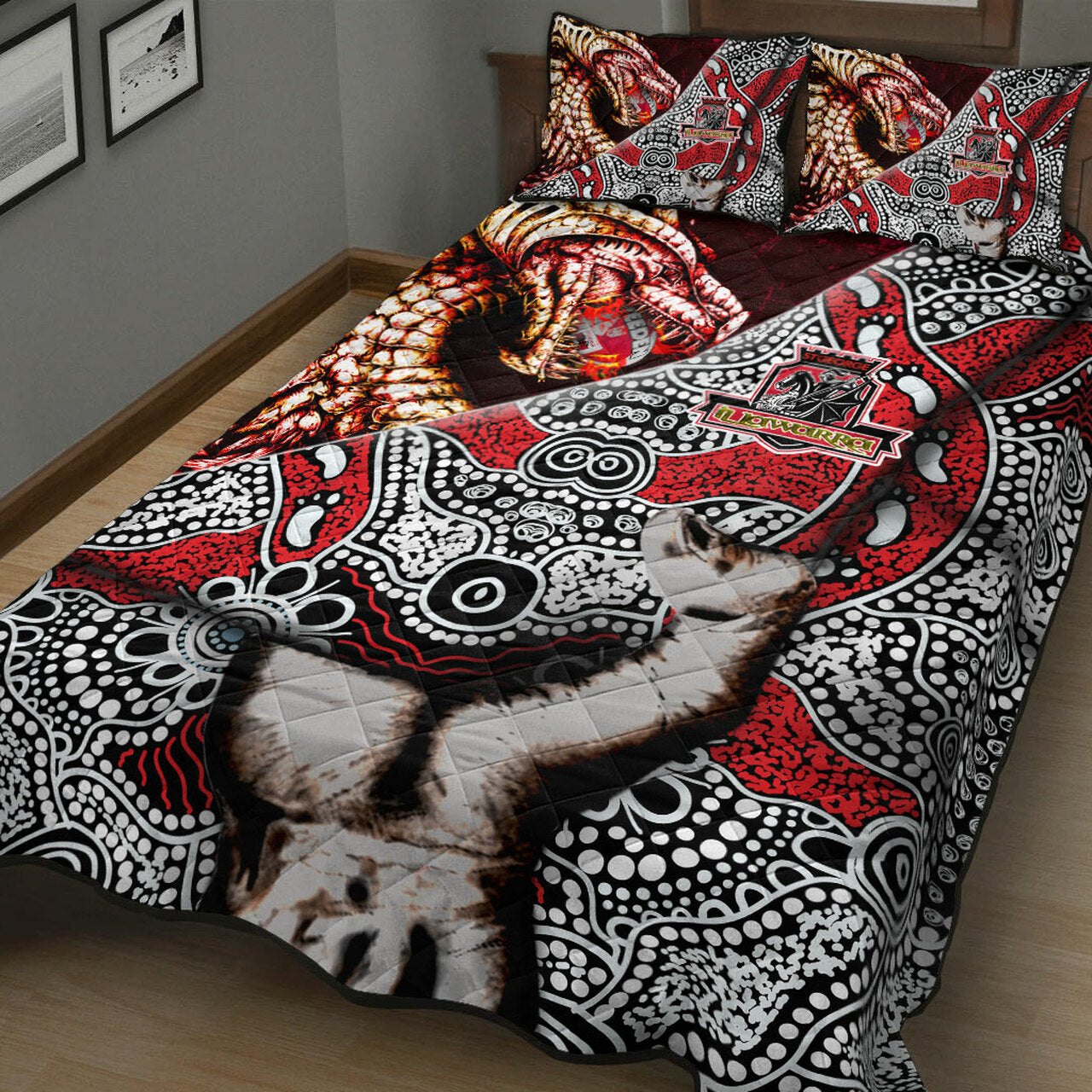 st-george-rugby-indigenous-custom-patronage-quilt-bed-set-st-george-illawarra-dragons-bloods-in-my-veins