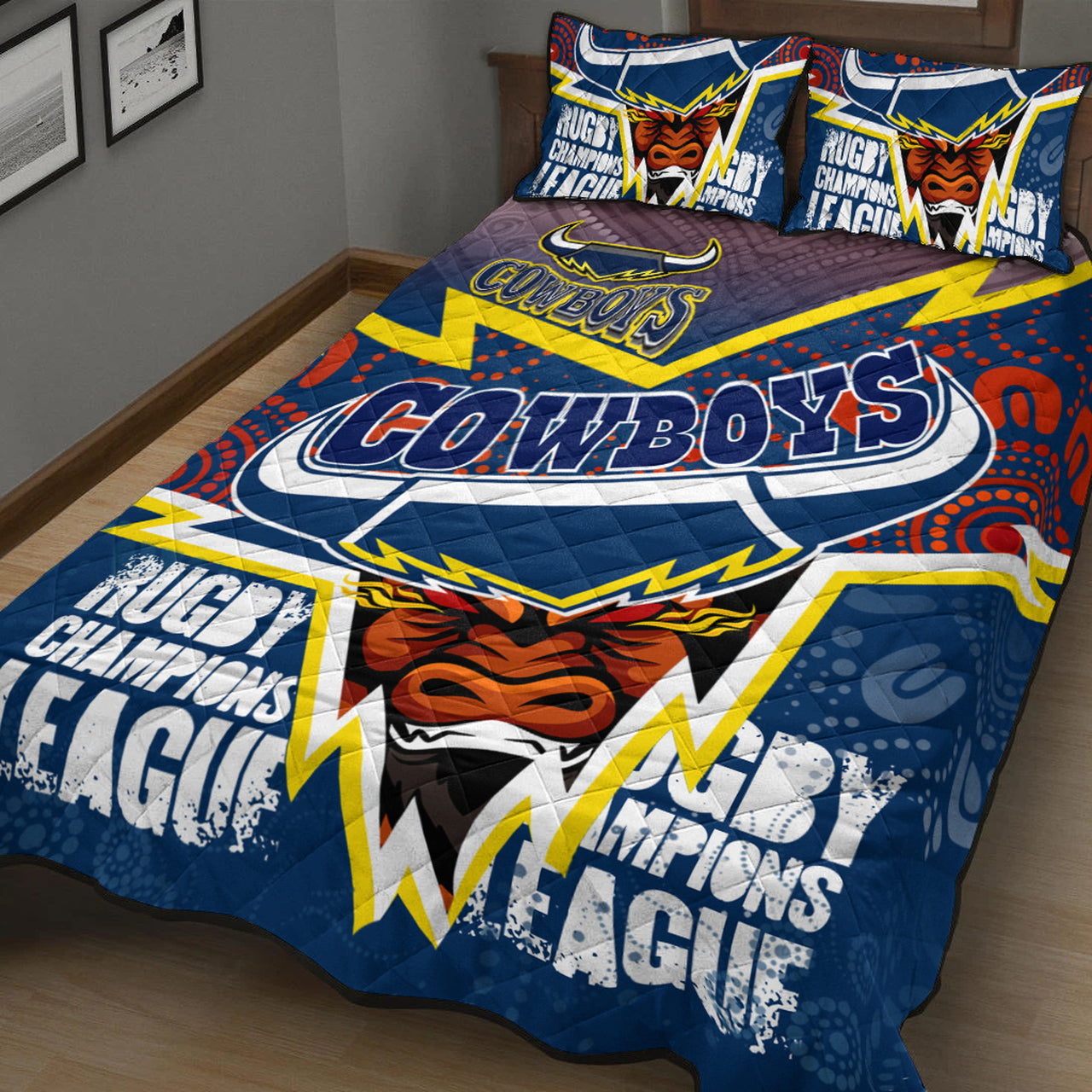 cowboys-aboriginal-rugby-custom-quilt-bed-set-super-queensland-cowboys