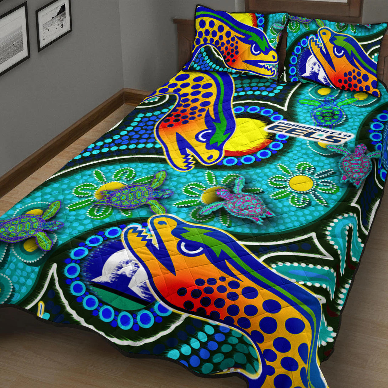 eels-rugby-quilt-bed-set-indigenous-eels-with-aboriginal-and-torres-strait-islander-flag