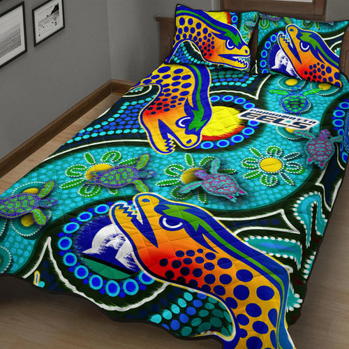 eels-rugby-quilt-bed-set-indigenous-eels-with-aboriginal-and-torres-strait-islander-flag