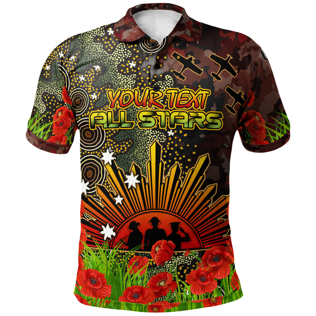 all-stars-rugby-polo-shirt-custom-anzac-all-stars-with-remembrance-poppy-and-indigenous-patterns-polo-shirt