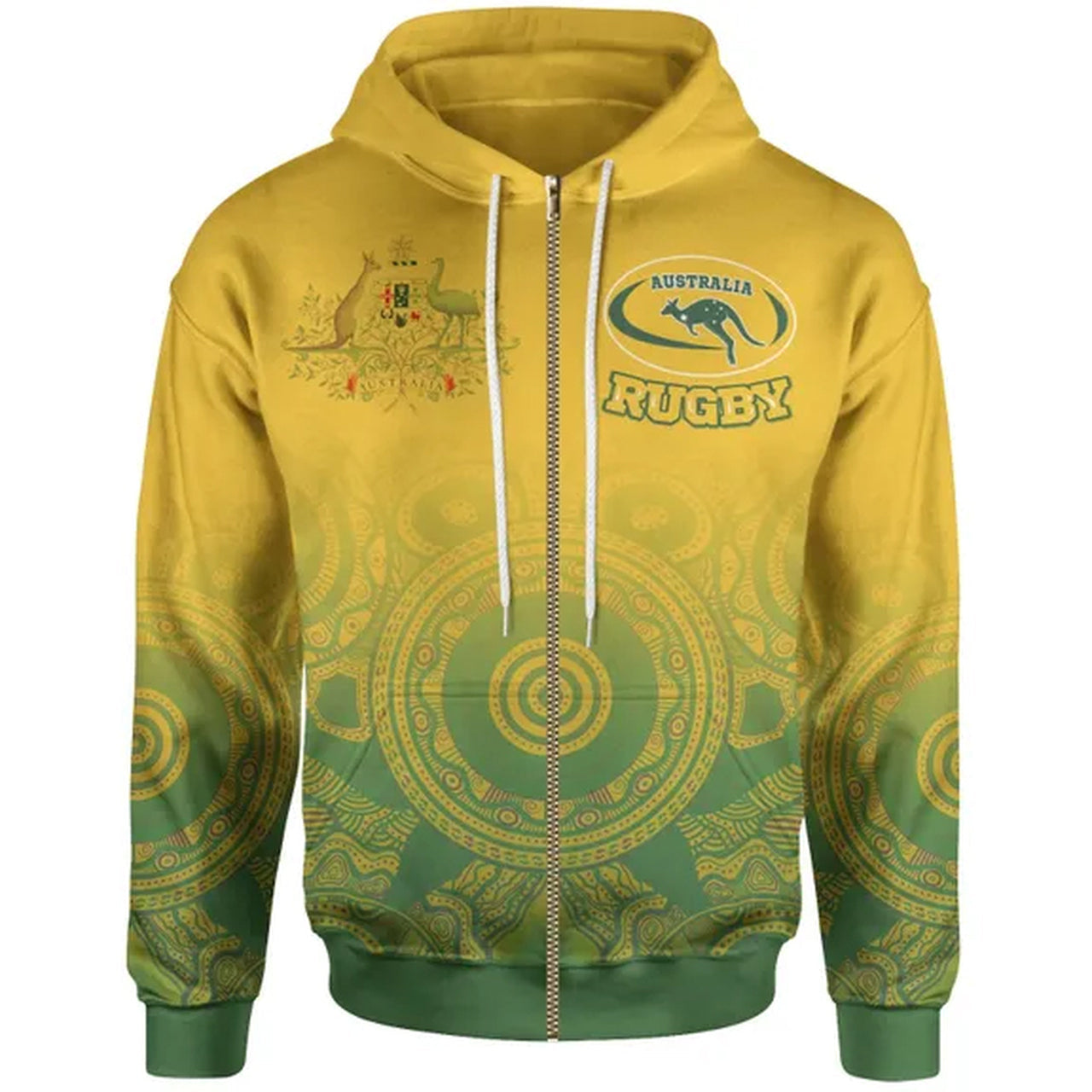 Wallabies Rugby Hoodie - Kangaroo and Coat Of Arms Hoodie RLT13