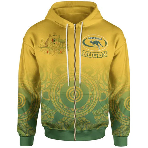 Wallabies Rugby Hoodie - Kangaroo and Coat Of Arms Hoodie RLT13