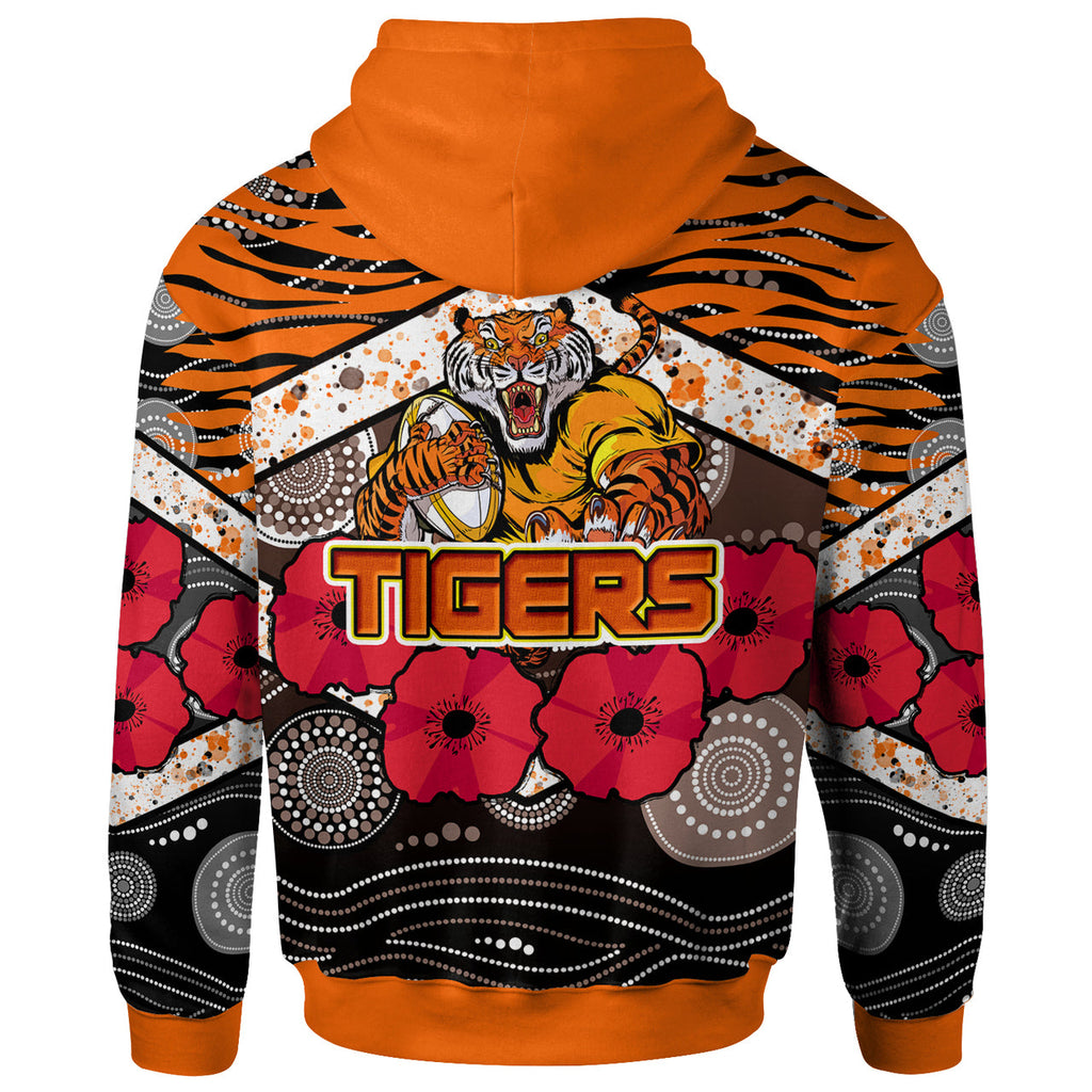 tigers-rugby-hoodie-aboriginal-tiger-skin-texture-anzac-day-tiger-with-poppy-hoodie