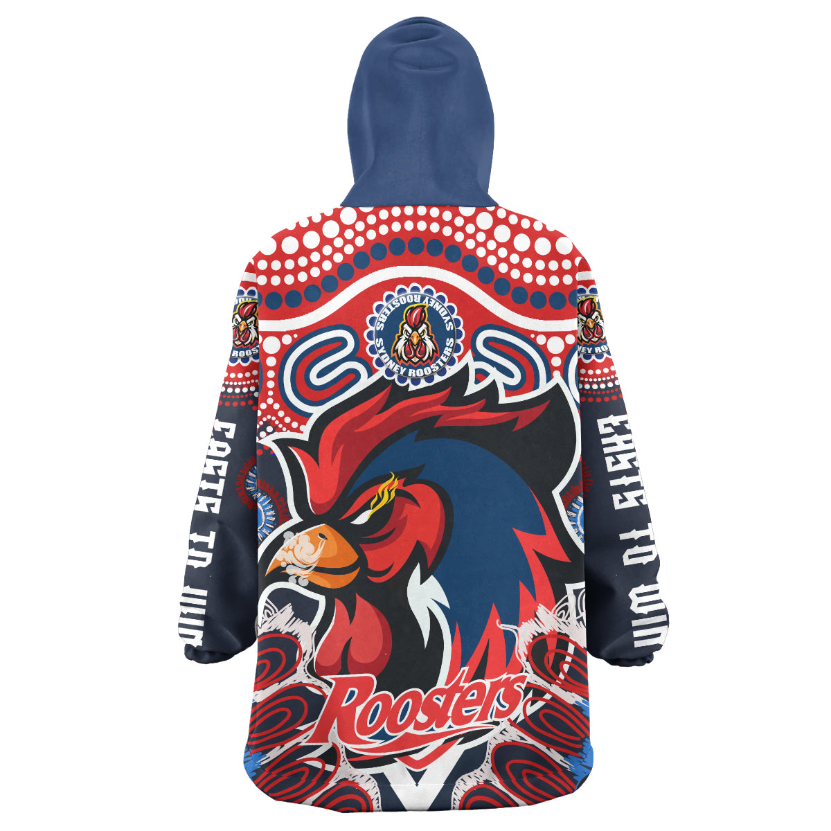 roosters-rugby-easts-to-win-snug-hoodie-custom-indigenous-sydney-roosters-with-aboriginal-patterns-wearable-blanket-hoodie